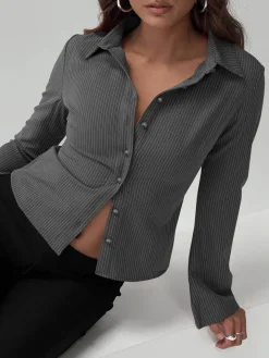 Button Down Long Sleeves Blouses