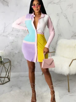 Button Down Shirts Mini Dress