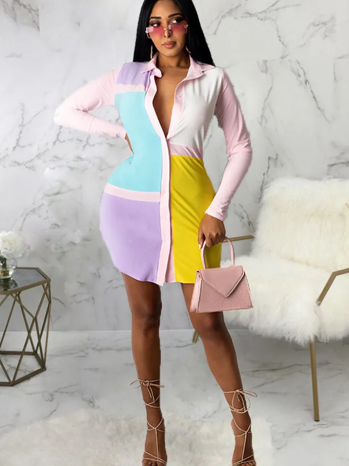 Button Down Shirts Mini Dress