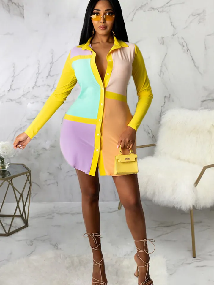 Button Down Shirts Mini Dress