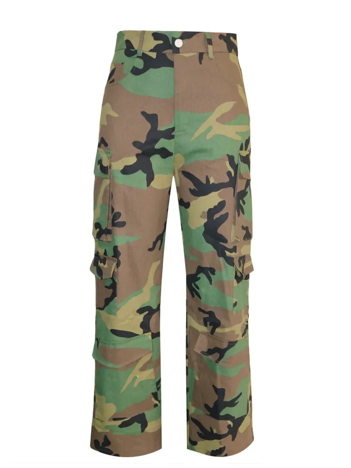 Camo Multi-Pocket Straight Cargo Pants