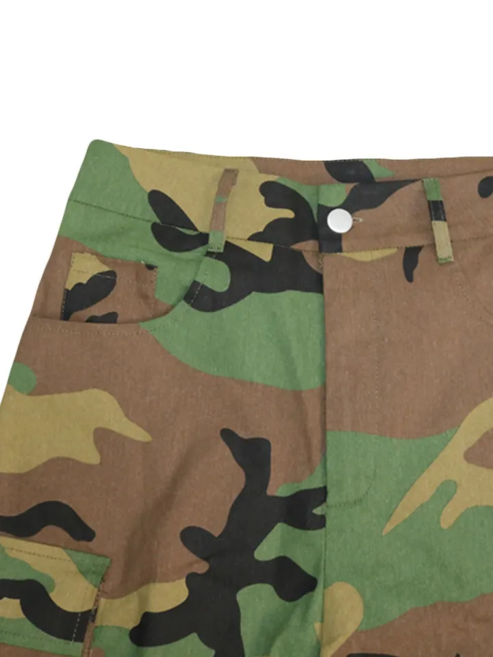 Camo Multi-Pocket Straight Cargo Pants