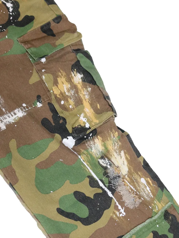 Camouflage Distressed Cargo Pants