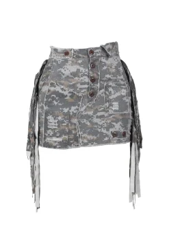 Camouflage Fringe Mini Skirt