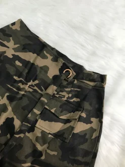 Camouflage Pocketed Mini Skirt Shorts