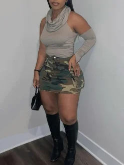 Camouflage Pockets Mini Skirt
