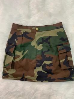Camouflage Pockets Mini Skirt