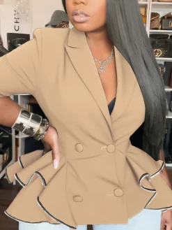 Camouflage Print Double Breasted Blazer Jacket