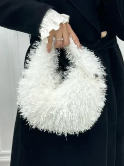 Candy Color Fluffy Fringe Mini Handbag