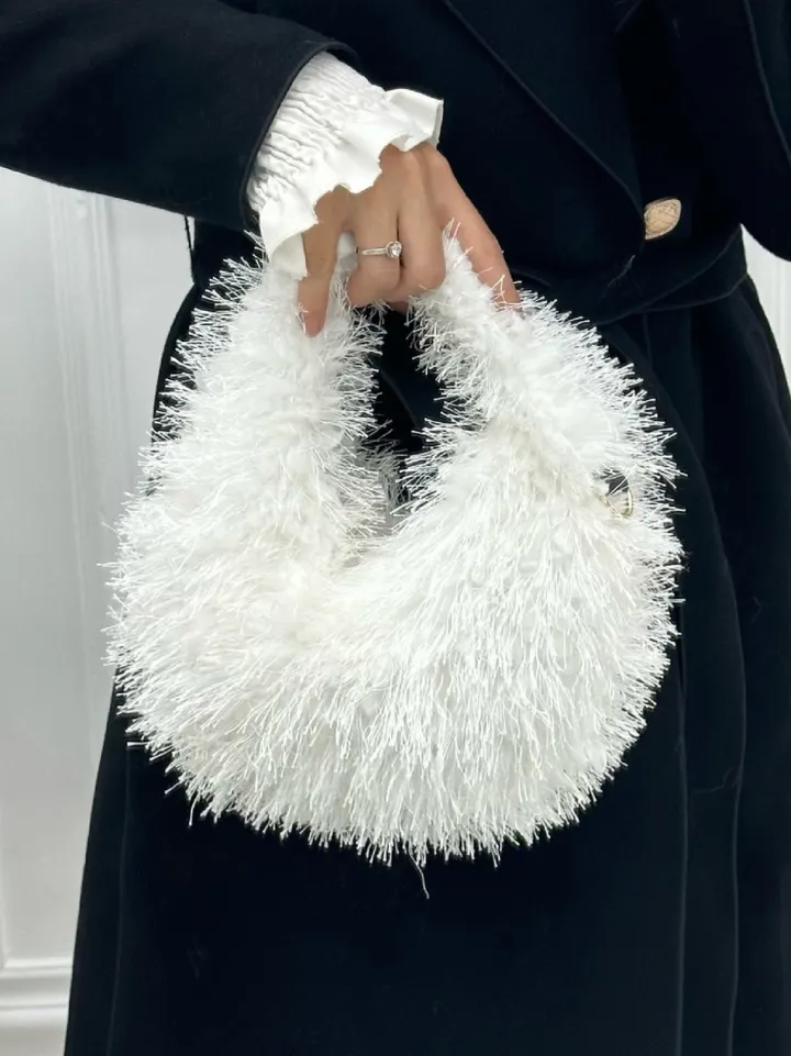 Candy Color Fluffy Fringe Mini Handbag