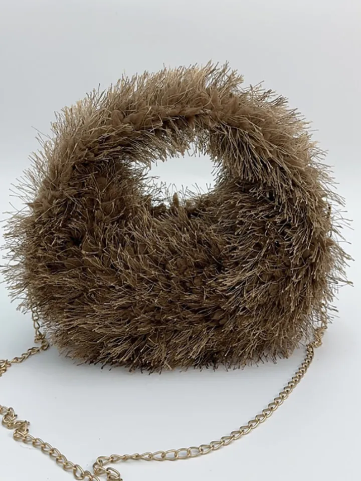 Candy Color Fluffy Fringe Mini Handbag