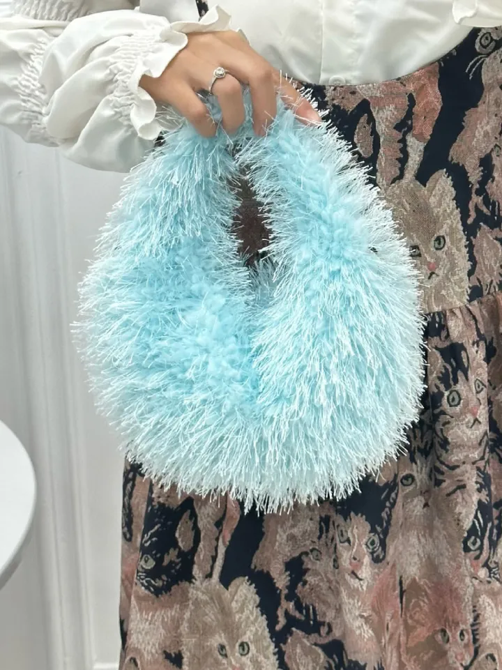 Candy Color Fluffy Fringe Mini Handbag