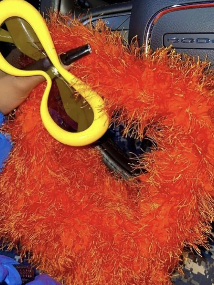 Candy Color Fluffy Fringe Mini Handbag