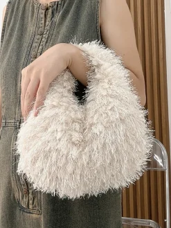 Candy Color Fluffy Fringe Mini Handbag