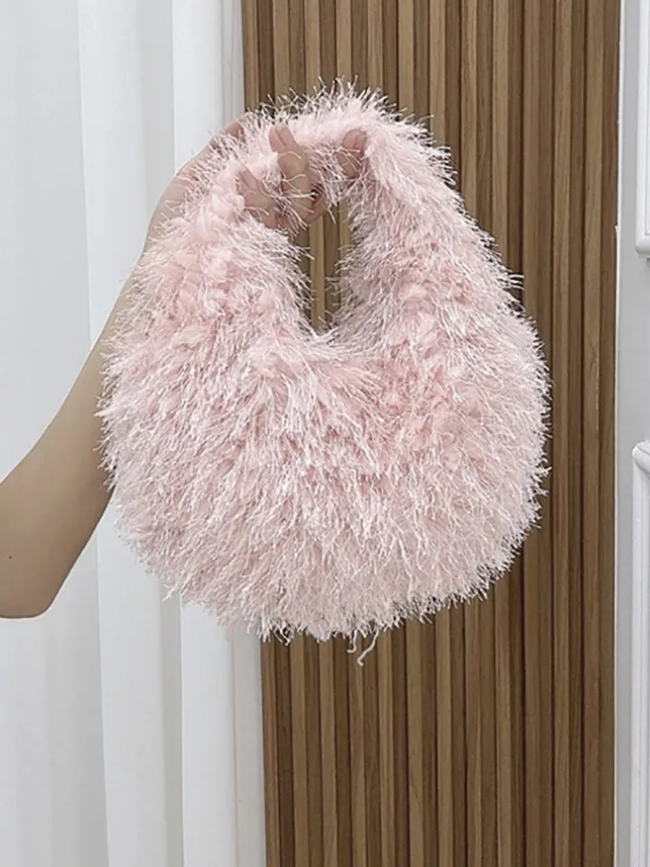 Candy Color Fluffy Fringe Mini Handbag