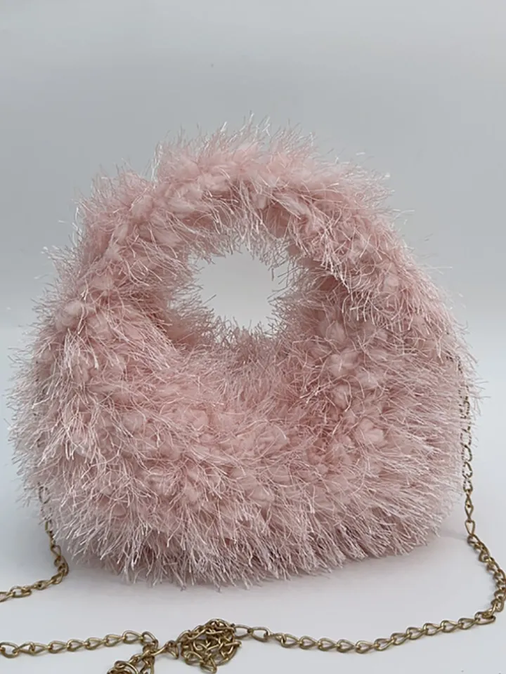 Candy Color Fluffy Fringe Mini Handbag