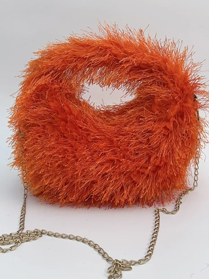 Candy Color Fluffy Fringe Mini Handbag