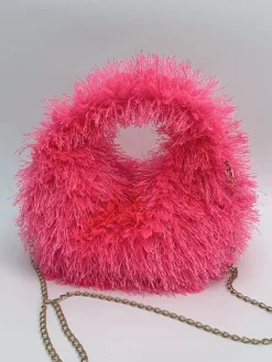 Candy Color Fluffy Fringe Mini Handbag