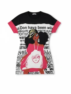 Cartoon Graffiti Print T-Shirt Dress