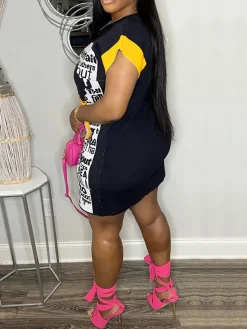 Cartoon Graffiti Print T-Shirt Dress