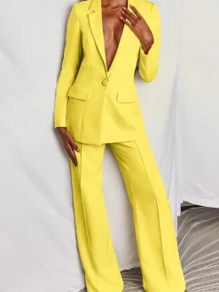 Casual Blazer Long Pants Two Piece Outfits