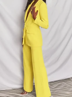 Casual Blazer Long Pants Two Piece Outfits