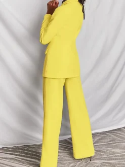 Casual Blazer Long Pants Two Piece Outfits