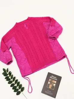 Casual Loose Fit Knit Drawstring Down Jacket Pullover