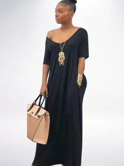 Casual Loose Pockets Maxi Dress