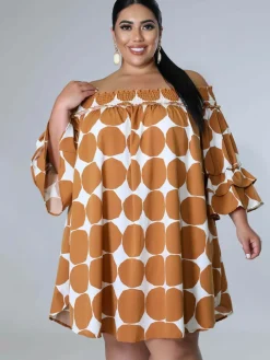 Chiffon Flare Sleeve Printed Mini Dress