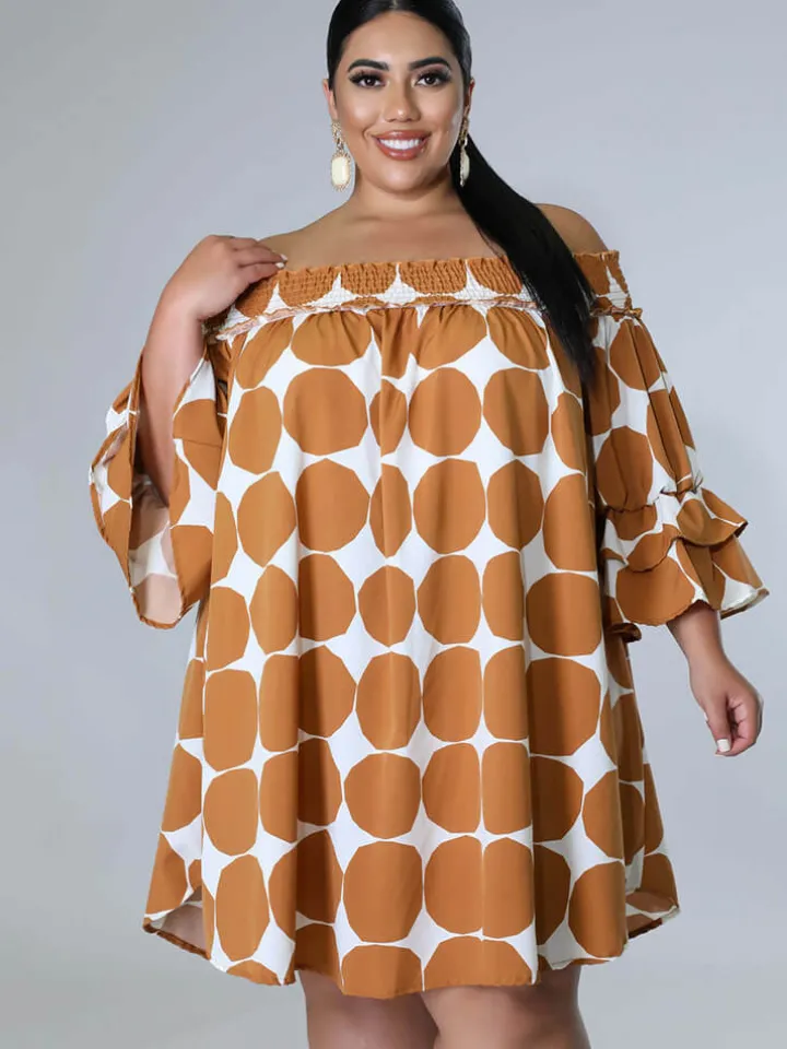 Chiffon Flare Sleeve Printed Mini Dress