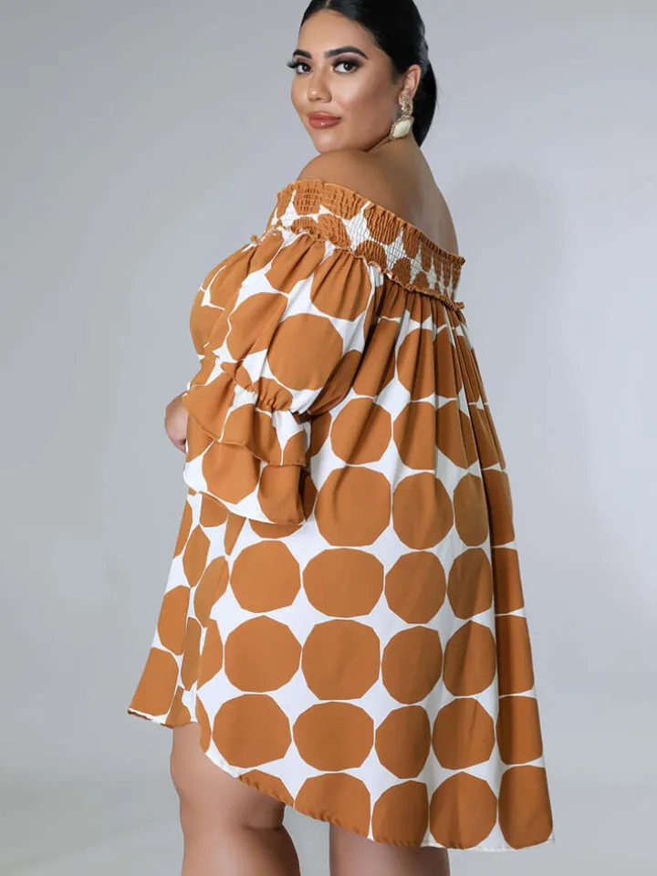 Chiffon Flare Sleeve Printed Mini Dress