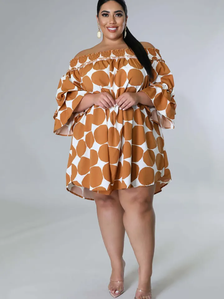 Chiffon Flare Sleeve Printed Mini Dress