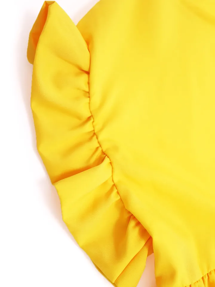 Color Block Ruffle Sleeve Swing Loose Dress