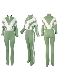 Colorblock Drawstring Waist Tracksuit