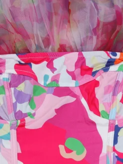 Colorblock Mesh Patchwork Strapless Dress