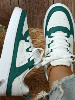 Colorblock Platform Lace-Up Sneakers