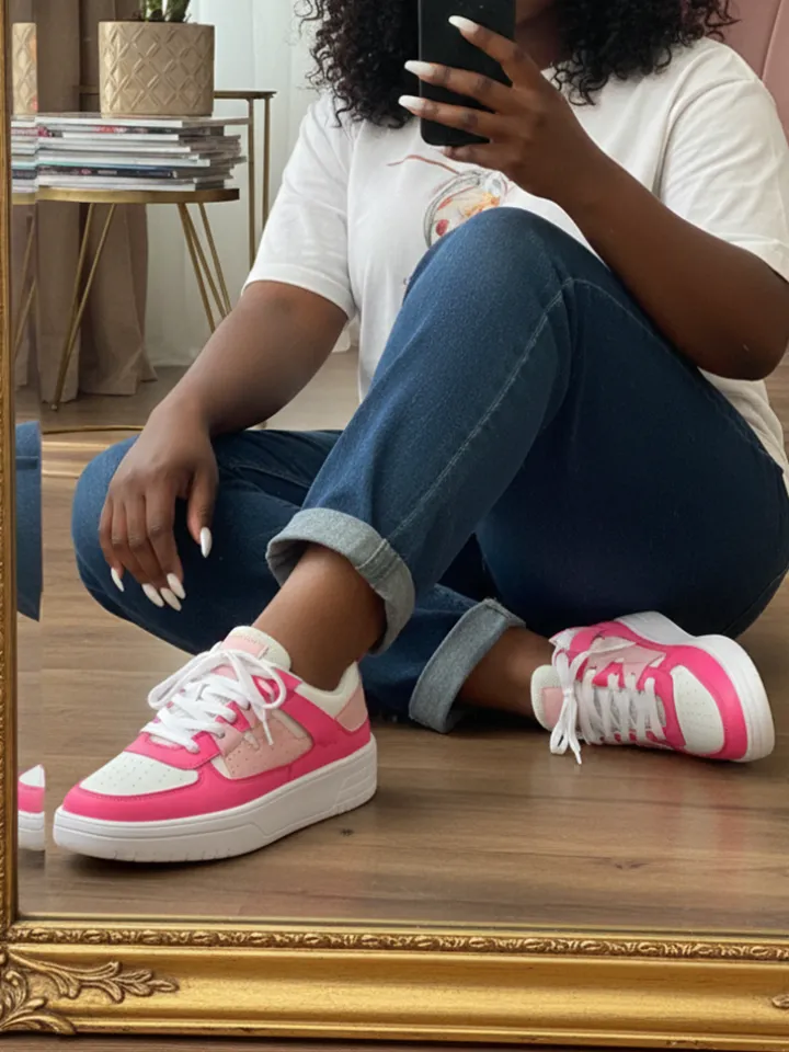 Colorblock Platform Lace-Up Sneakers