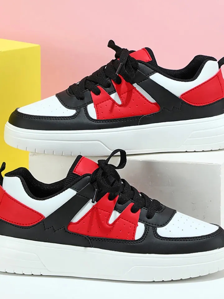 Colorblock Platform Lace-Up Sneakers