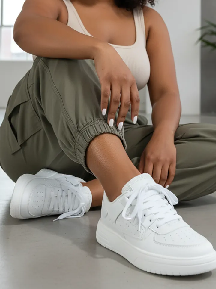 Colorblock Platform Lace-Up Sneakers