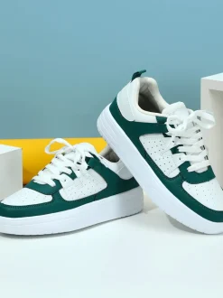 Colorblock Platform Lace-Up Sneakers