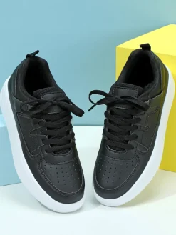 Colorblock Platform Lace-Up Sneakers