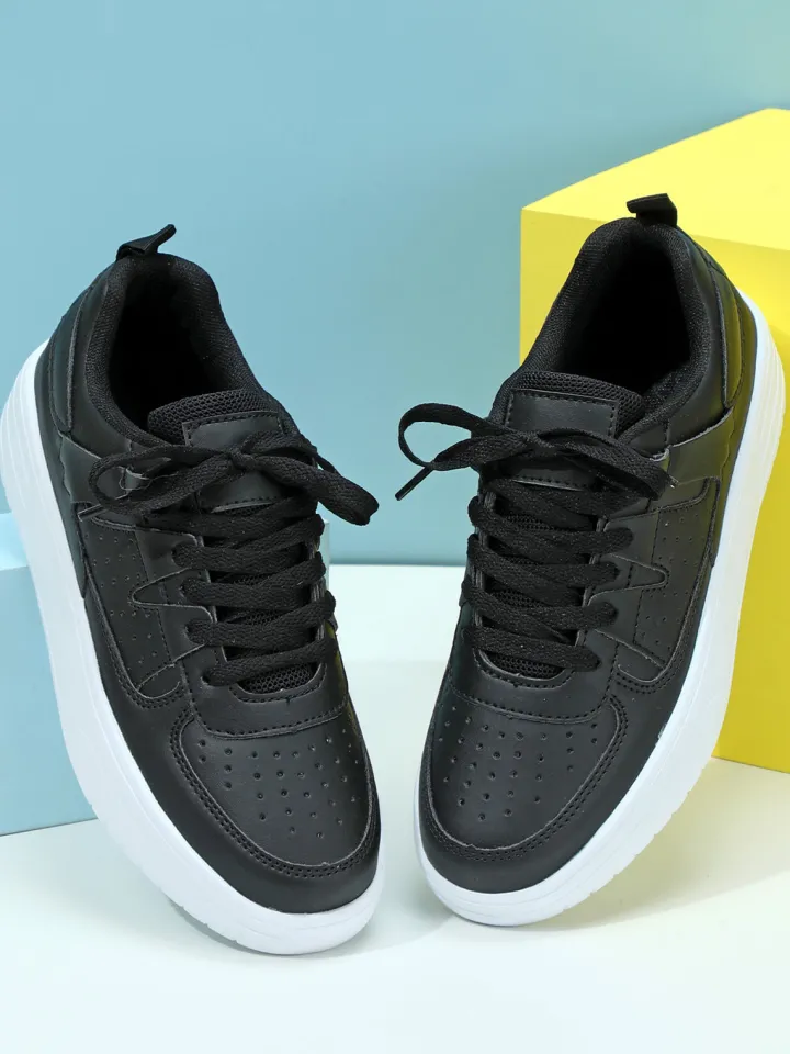 Colorblock Platform Lace-Up Sneakers
