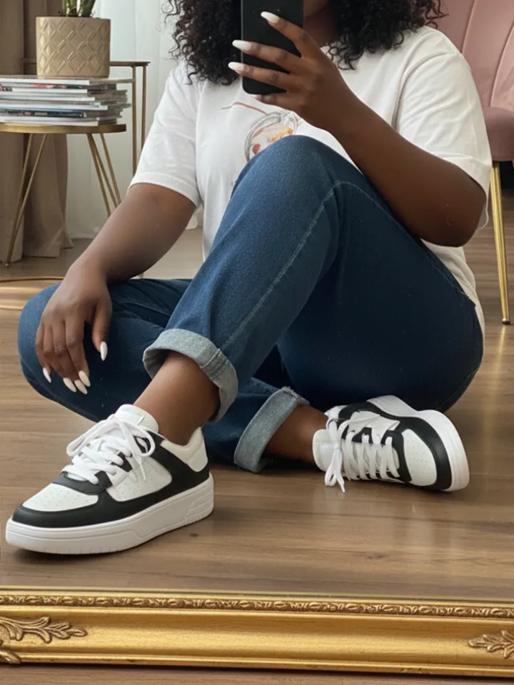 Colorblock Platform Lace-Up Sneakers