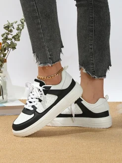 Colorblock Platform Lace-Up Sneakers