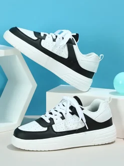 Colorblock Platform Lace-Up Sneakers