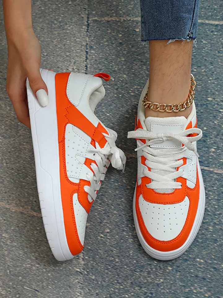 Colorblock Platform Lace-Up Sneakers