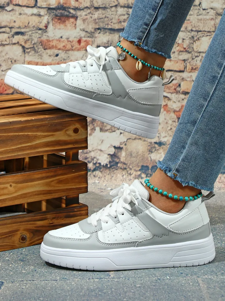 Colorblock Platform Lace-Up Sneakers