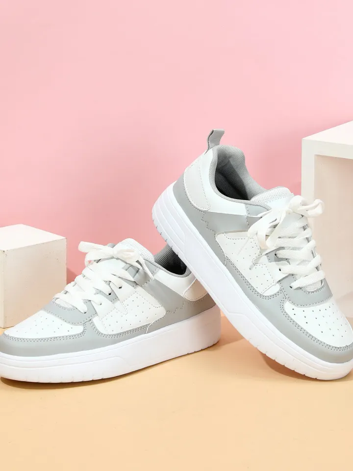 Colorblock Platform Lace-Up Sneakers