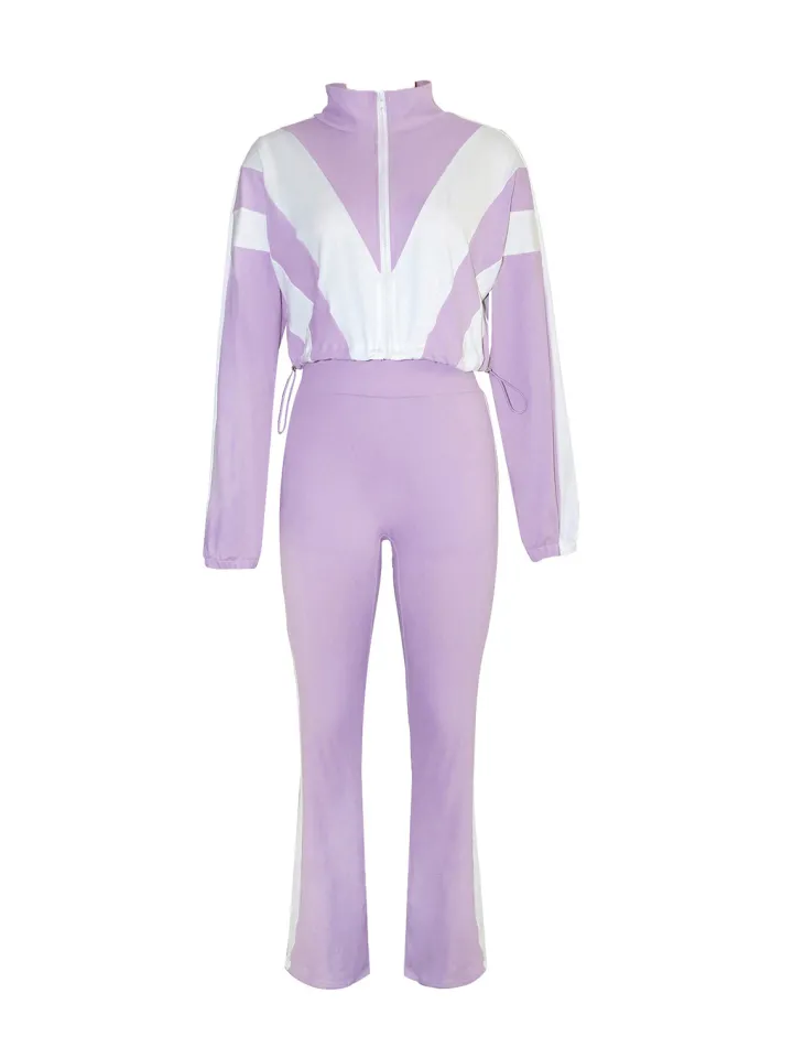 Colorblock Two Piece Pants Set